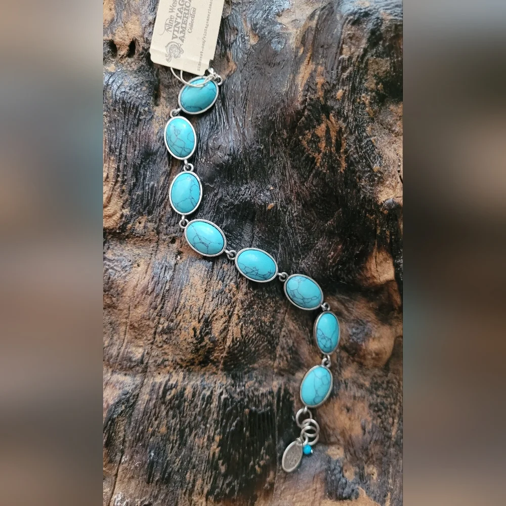 Nine West Turquoise Stone and Silver Toned Bracelet